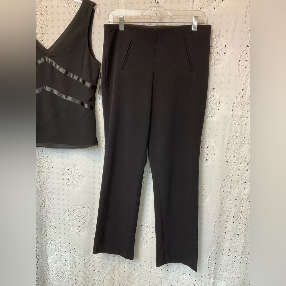 Style & Co Petite Misses Black Dress Slacks Elastic Waistband Pre-owned VGC